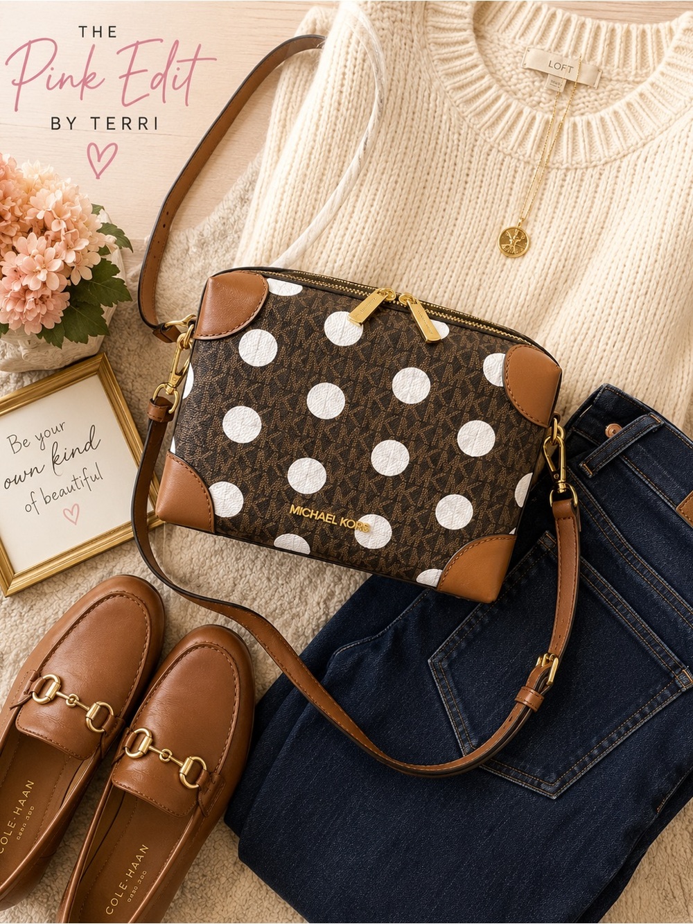 Michael Kors Jeanie Small Polka Dot Signature Trunk Crossbody Bag